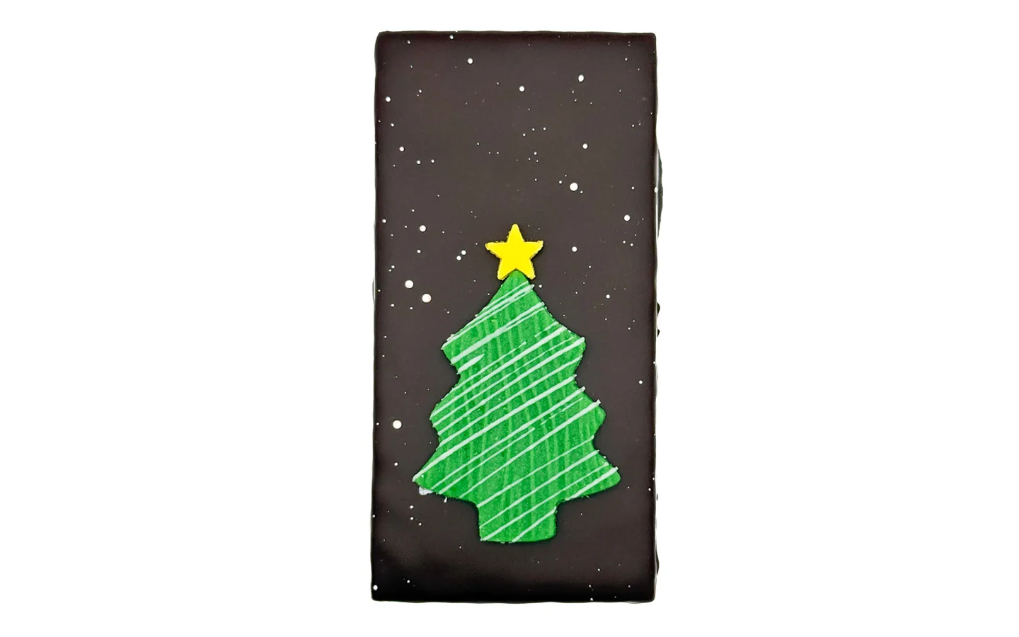 Christmas tree on chocolate dipped gingerbread
