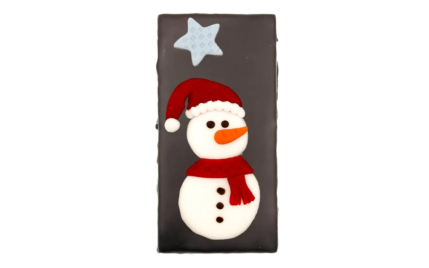 Schneemann auf Lebkuchen getunkt