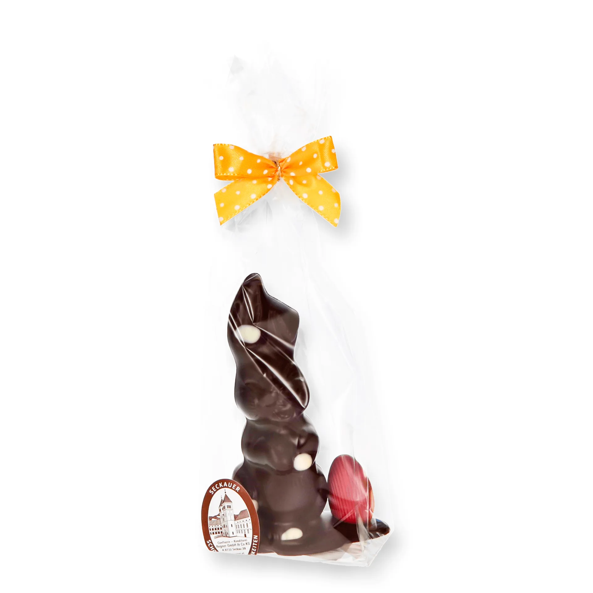 Knickohrhase klein mit Ei, Zartbitter - Schoko Osterhase