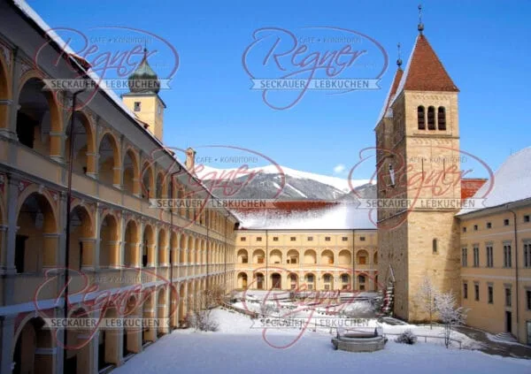 Greeting card Abbey Seckau Winter QF with individual text - Abtei Seckau Winter QF Shop 1