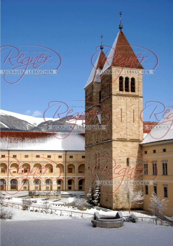 Greeting card Abbey Seckau Winter HF with individual text - Abtei Seckau Winter