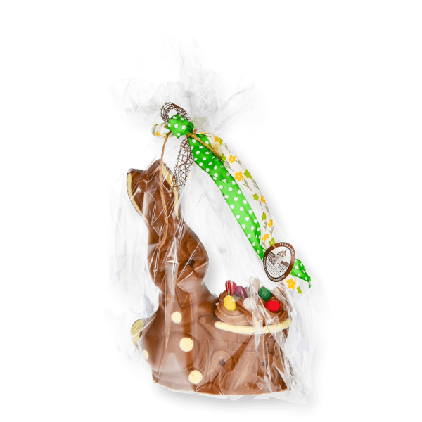 Bunny with cart, milk chocolate Easter bunny -