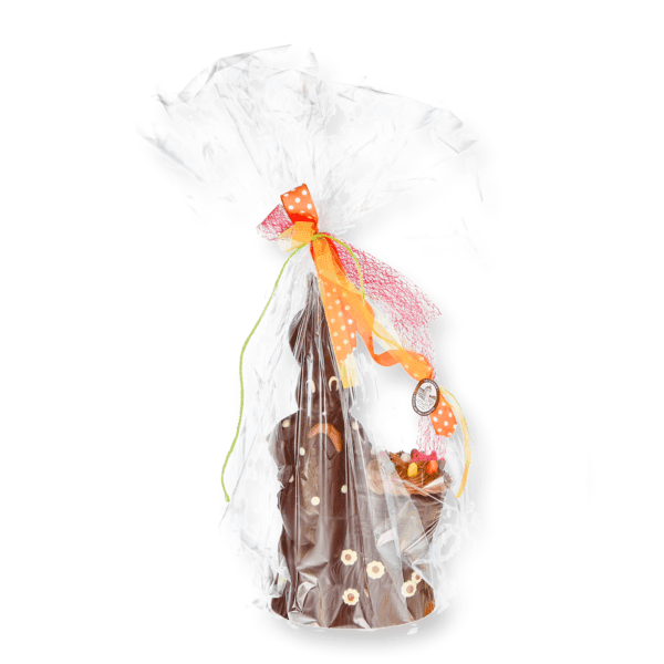 Bunny with basket large, dark chocolate Easter bunny -