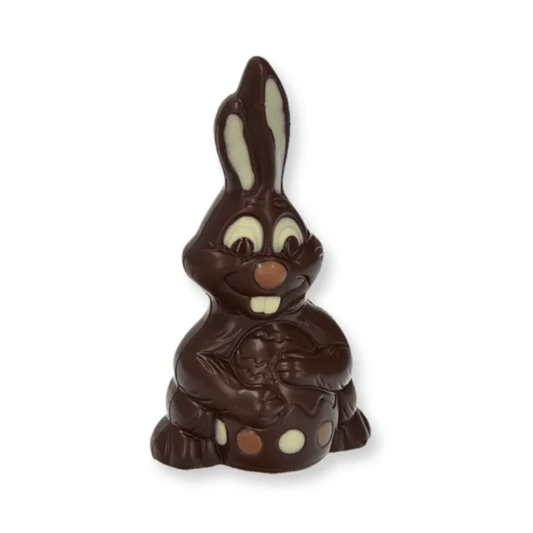 Bunny with egg small, dark chocolate - Chocolate Easter bunny