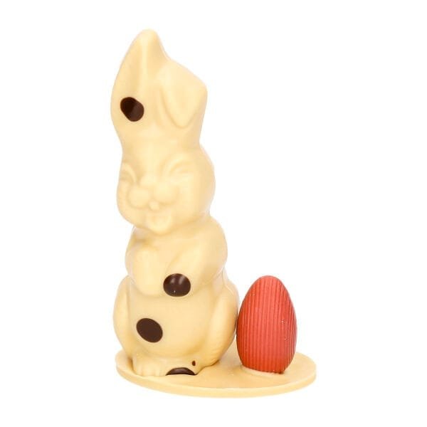 Small bunny with egg, white - chocolate Easter bunny - 8024030 1 scaled