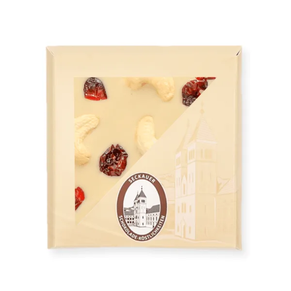 WCC45 - White chocolate with cranberries and cashew nuts