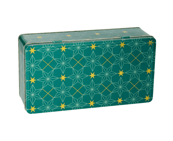 Star tin green with hinged lid - 7454 1 min