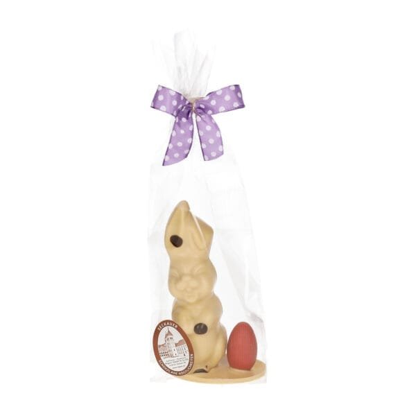 Small bunny with egg, white - chocolate Easter bunny - 8024030 2 scaled