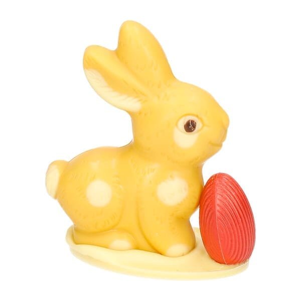 Sitting bunny small with egg, passion fruit - chocolate Easter bunny - 8021080 3 scaled