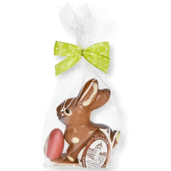 Small sitting bunny with egg, milk chocolate Easter bunny - Image 2