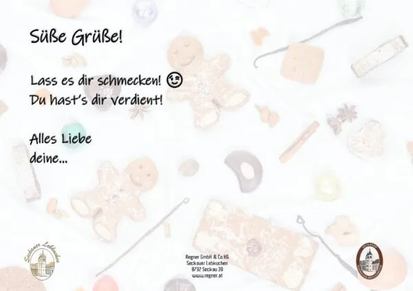 Greeting card Seckauer Lebkuchen with individual text - 7839 Seckauer Lebkuchen QF Shop 2